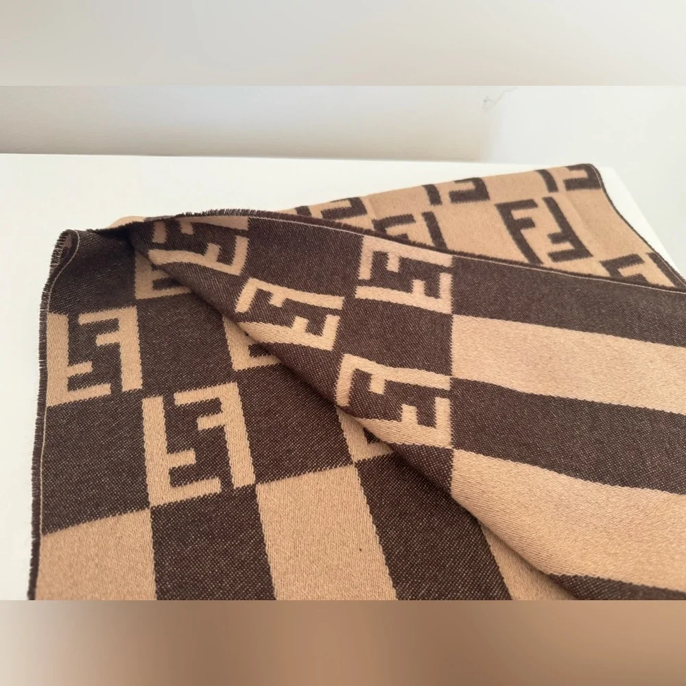 FENDI ZUCCA WOOL SCARF- REVERSIBLE WITH COA